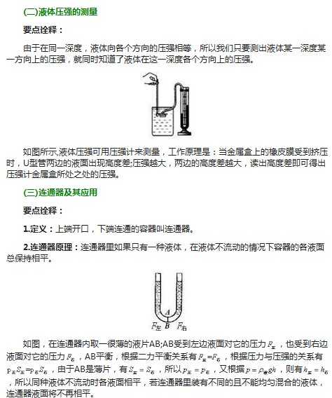 初中物理知识归纳：压力和压强